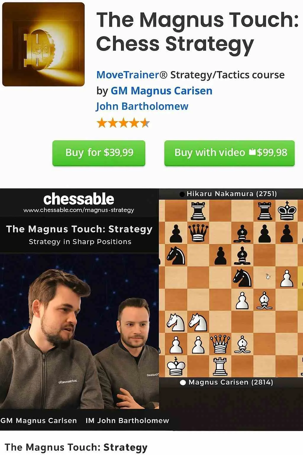 تصویر پکیج آموزشی شطرنج The Magnus Touch شامل استراتژی و تاکتیک پیشرفته از مگنوس کارلسن برای ارتقای مهارت بازی شطرنج بازیکنان بزرگسال و حرفه‌ای